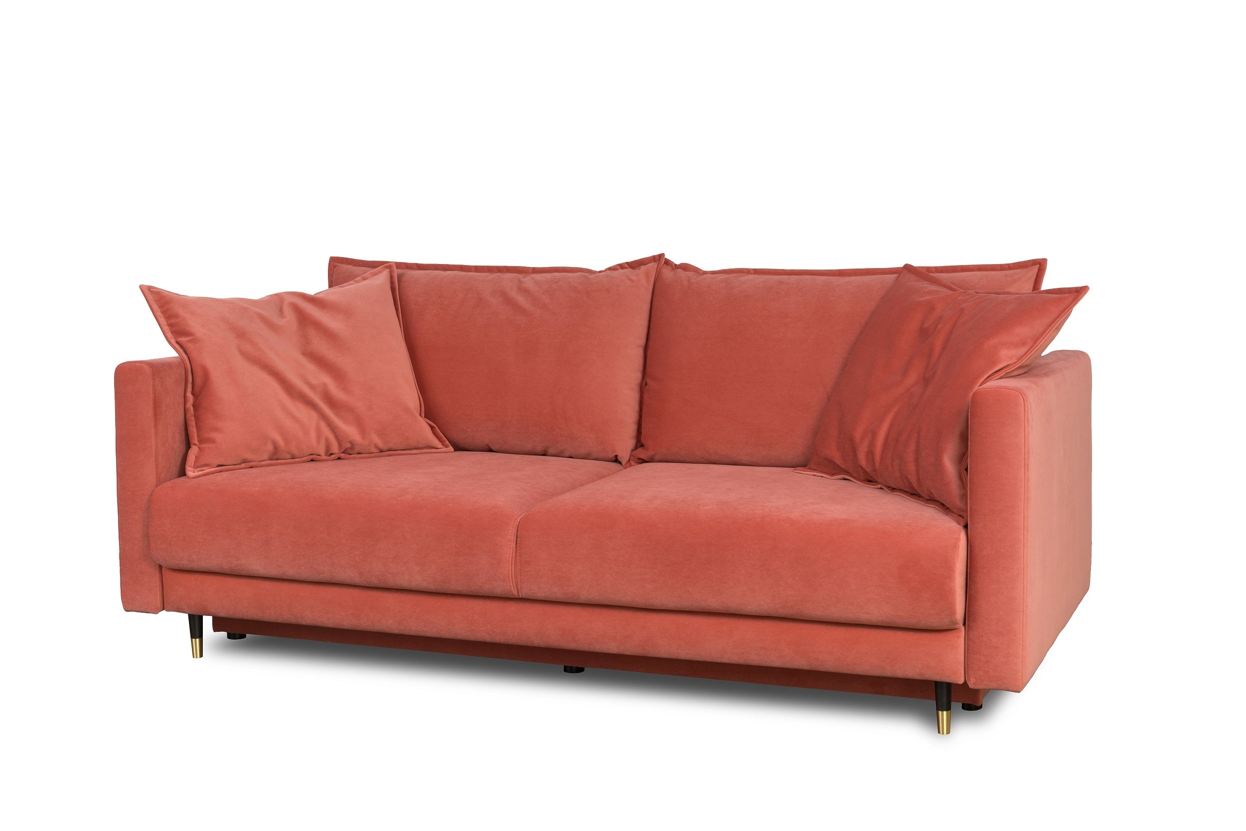 Canapé Extensible, 3 Places, Coffre de Rangement, Tapissé de Tissu, Coussins Inclus, Rosini Saumon, L225xL118xH94 cm