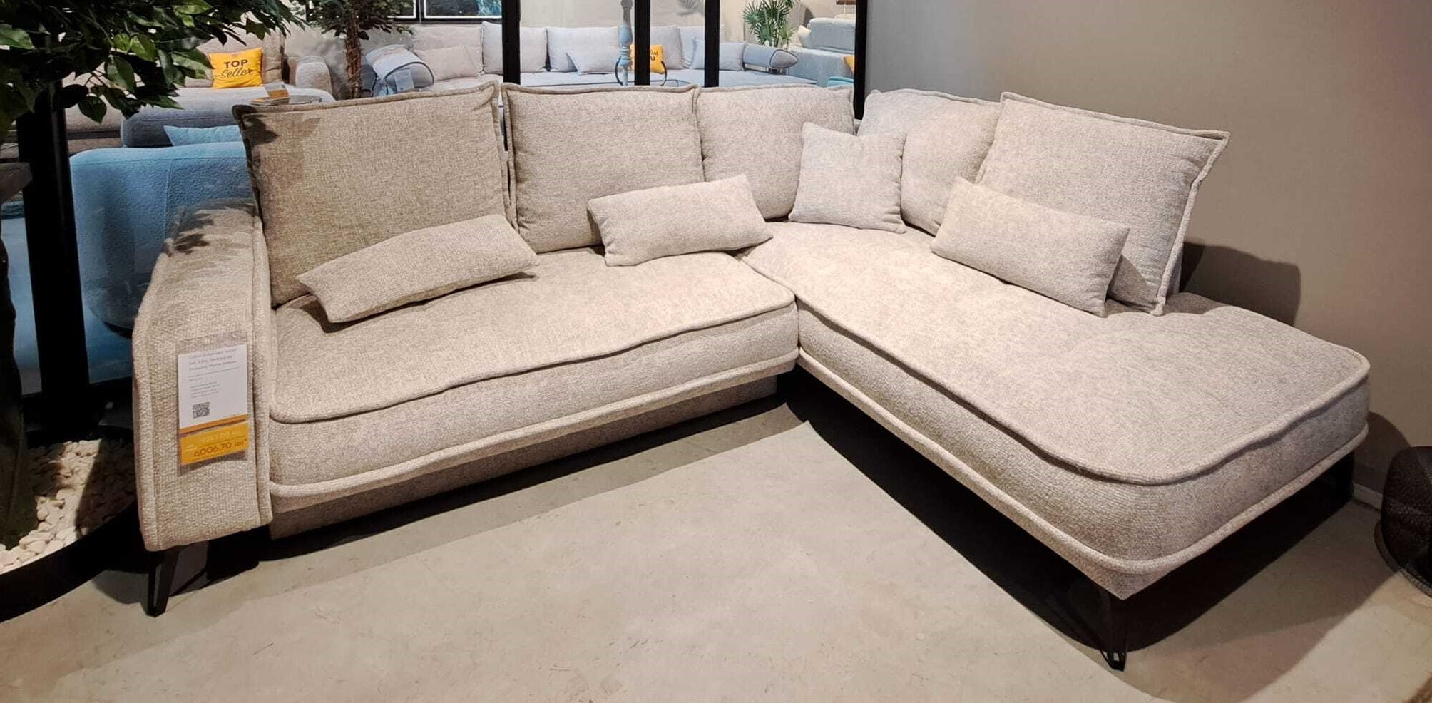 Sensit d'angle extensible, lot de 3, gris, méridienne à droite, boîte de rangement, coussins inclus, L262xL208xH92 cm