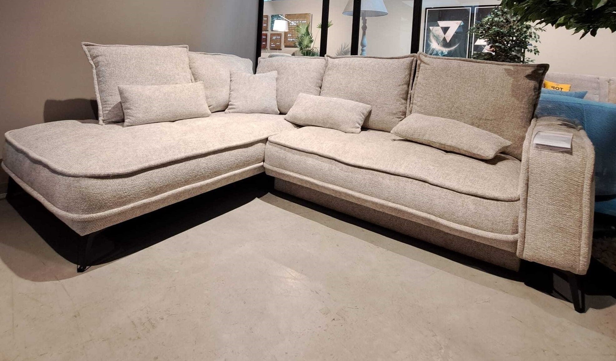 Sensit Coin Extensible, Lot de 3, Gris, Bain de Soleil à Gauche, Coffre de Rangement, Coussins Inclus, L262xL208xH92 cm