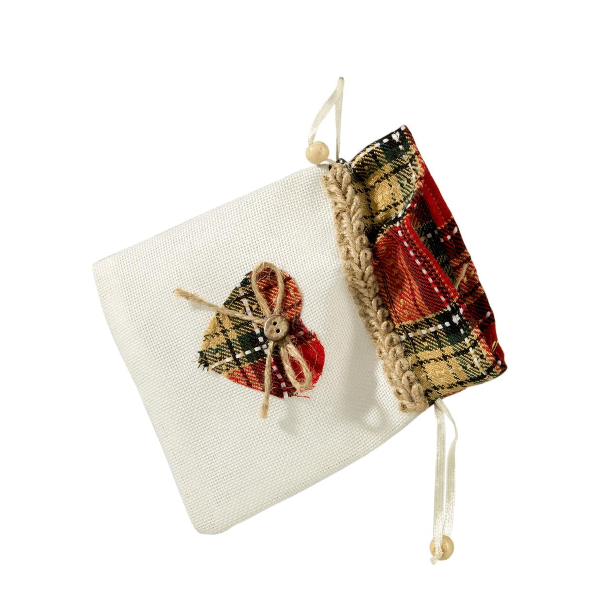 Décoration textile, Rocho, Rouge/Blanc, L12xH12 cm