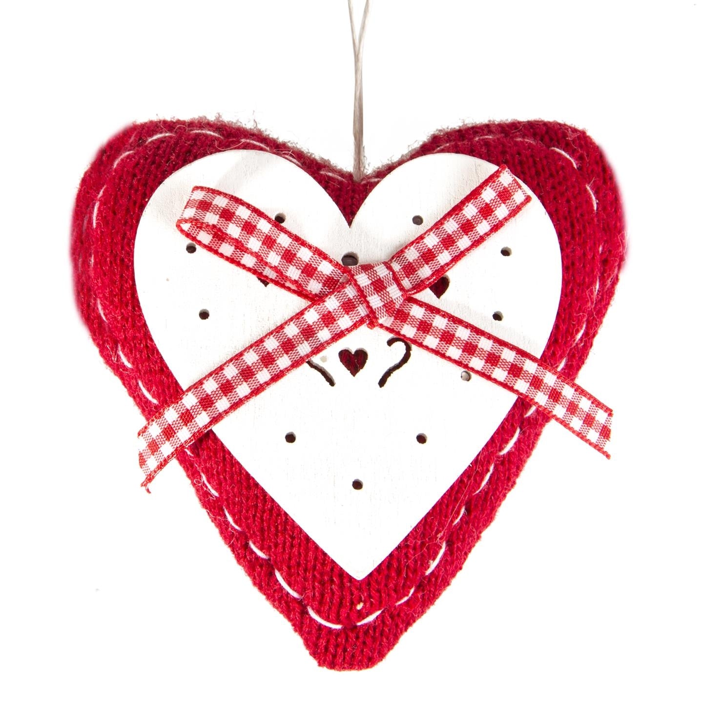 Décoration à suspendre, Fiona, Rouge/Blanc, H10 cm