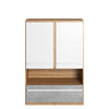 Petite armoire en bois, avec 2 portes et 1 tiroir pour enfants et jeunes, Plano 04, Chêne / Gris / Blanc, L90xW41xH131 cm