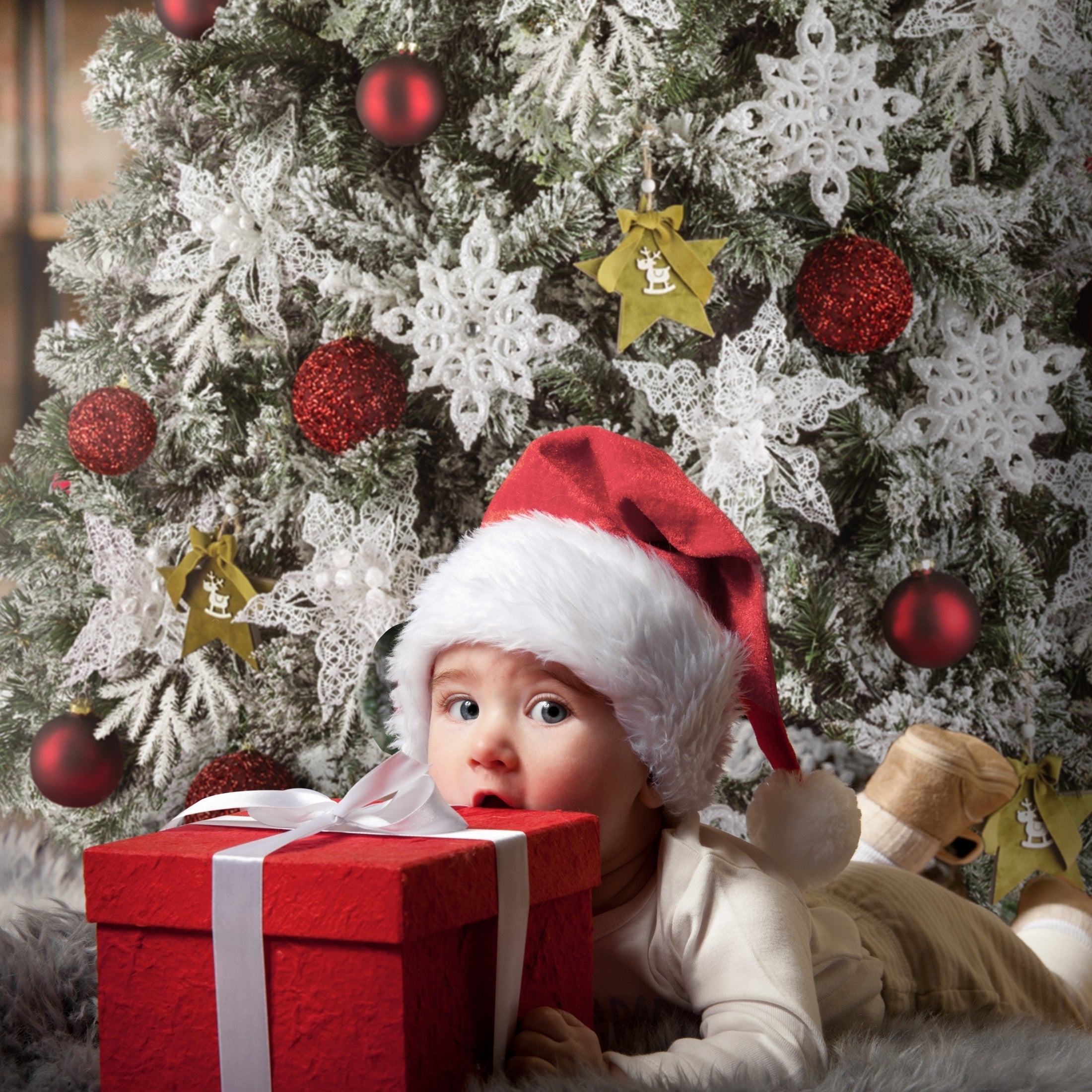 Globe pour sapin de Noël, en plastique Boule 8B, Rouge, Ø10 cm