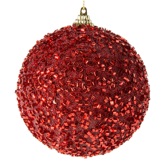 Globe pour sapin de Noël, en plastique Boule 8B, Rouge, Ø10 cm