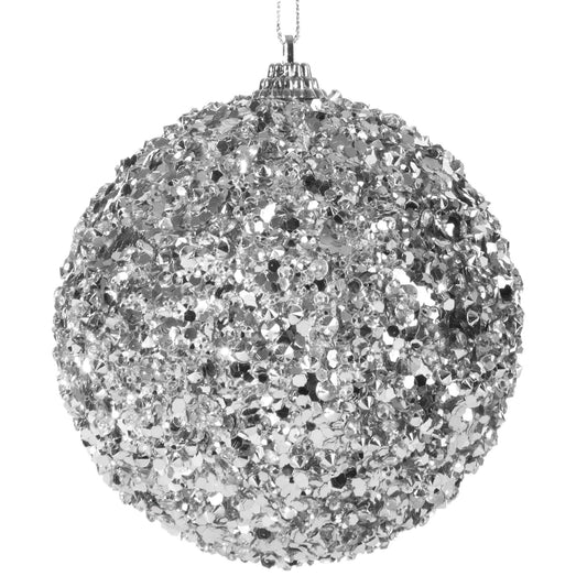 Globe pour sapin de Noël, en plastique Bomb, Argent, Ø10 cm