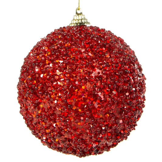 Globe pour sapin de Noël, en plastique, Bombe, Rouge, Ø10 cm