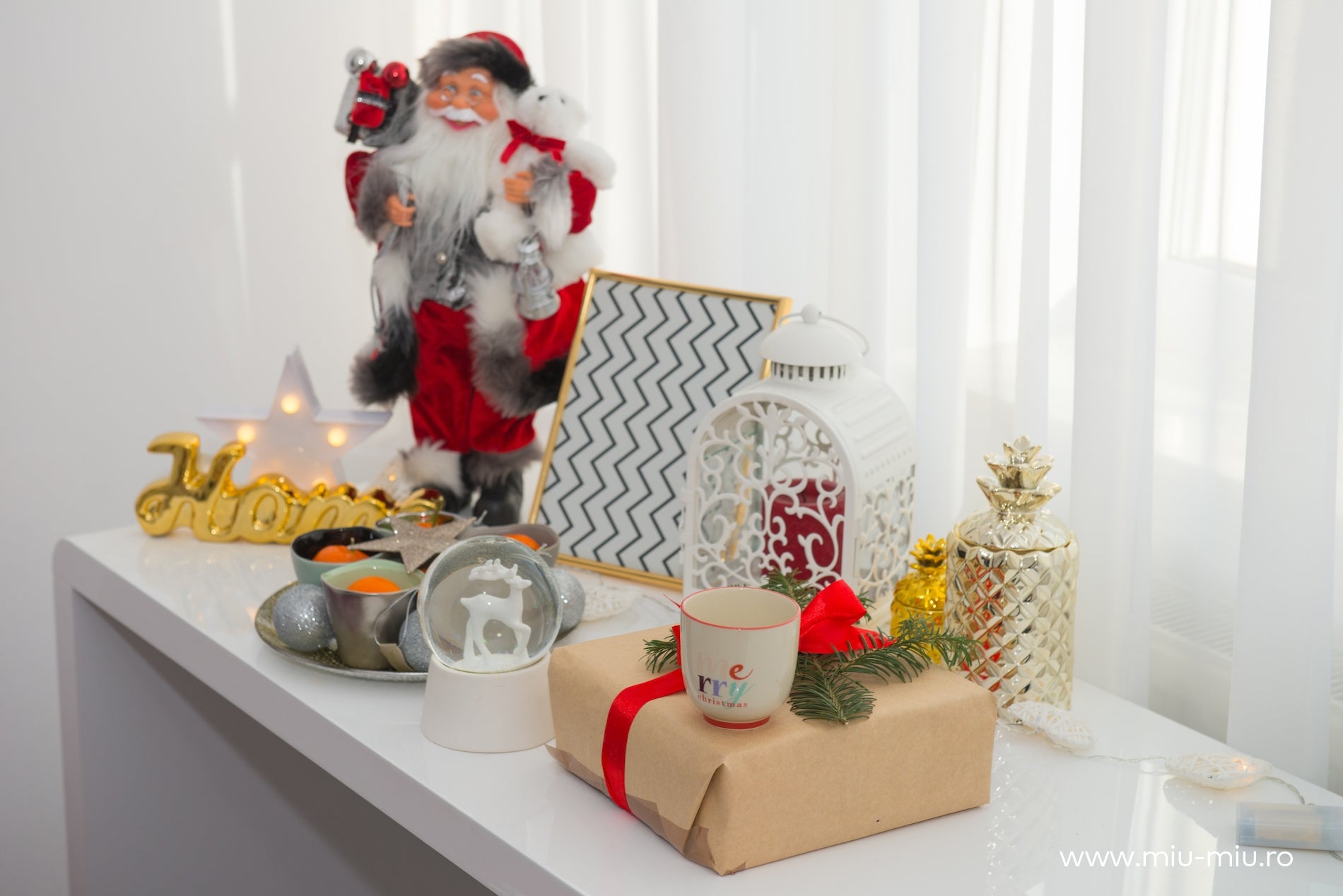 Globe pour sapin de Noël en verre, Paillettes, Argent, Ø5,5 cm