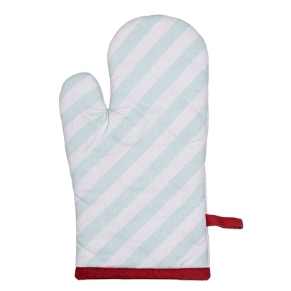 Gant de cuisine en coton, Merry... Blanc / Menthe / Rouge, L30x18 cm