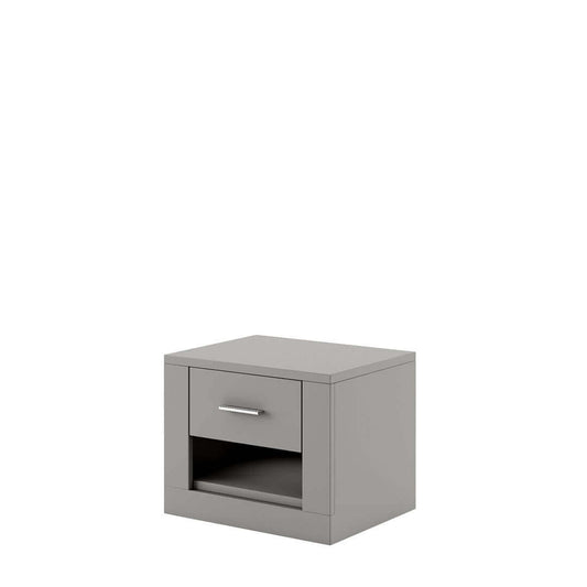 Table de chevet en bois clair avec 1 tiroir Idea 07, Gris mat, L50xl42xH40 cm