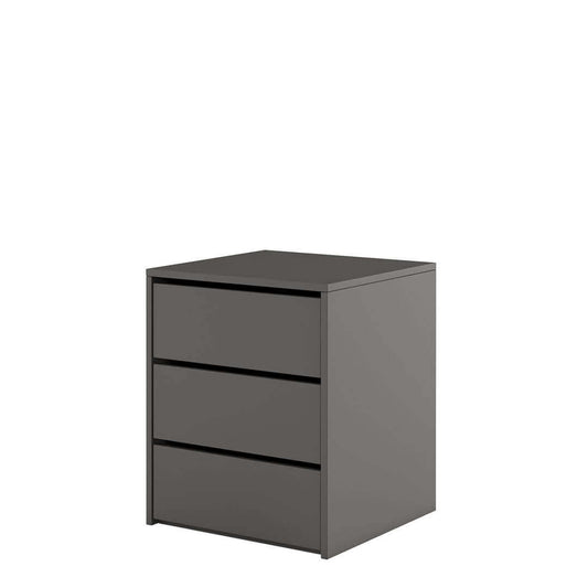 Table de chevet en bois clair avec 3 tiroirs Idea 13, Gris mat, L50xl47xH60 cm