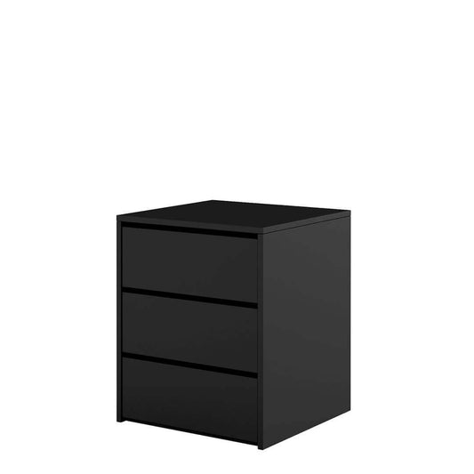 Table de chevet en bois clair avec 3 tiroirs Idea 13, Noir mat, L50xl47xH60 cm