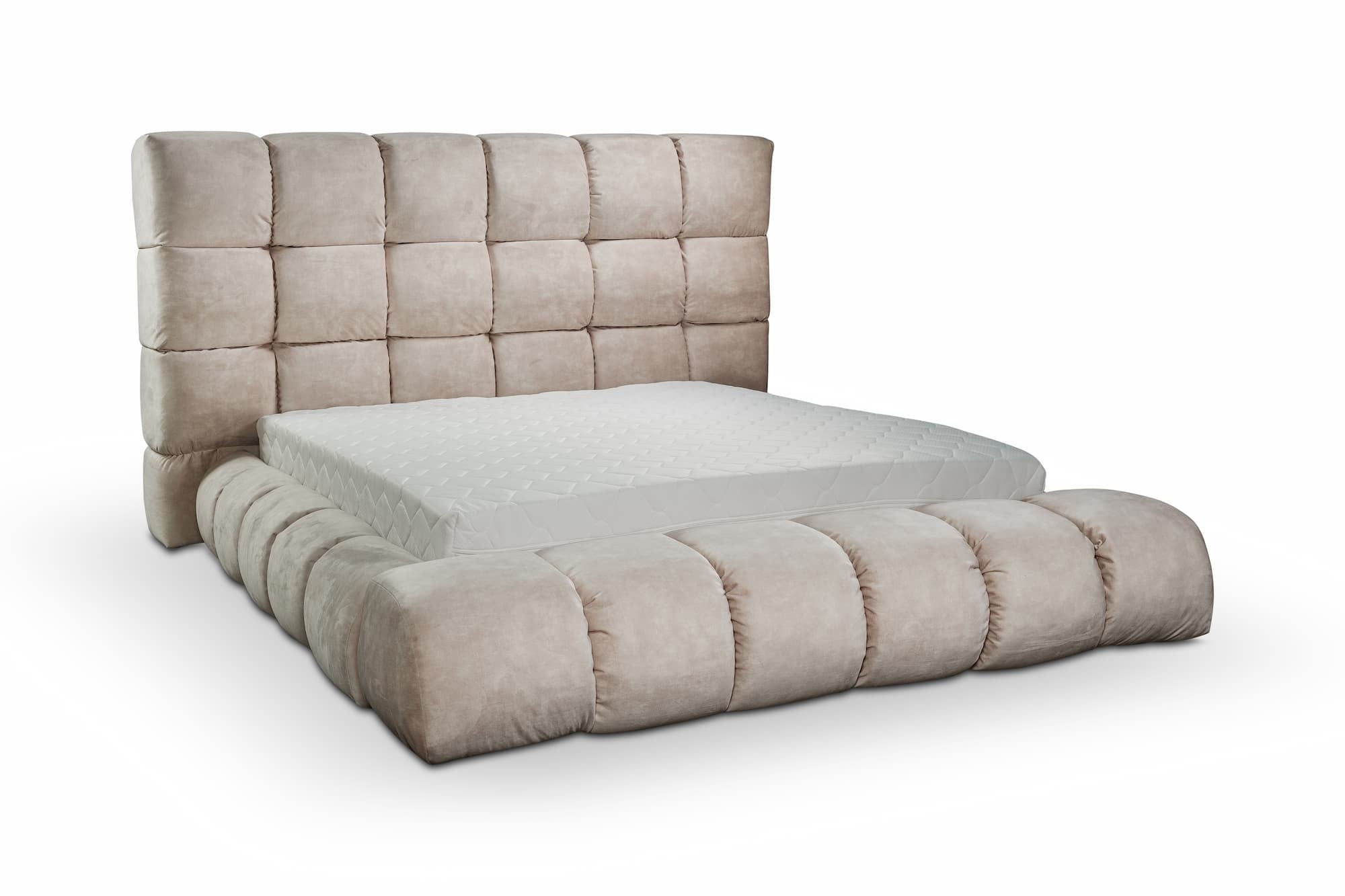 Lit recouvert de tissu, Unico, Beige