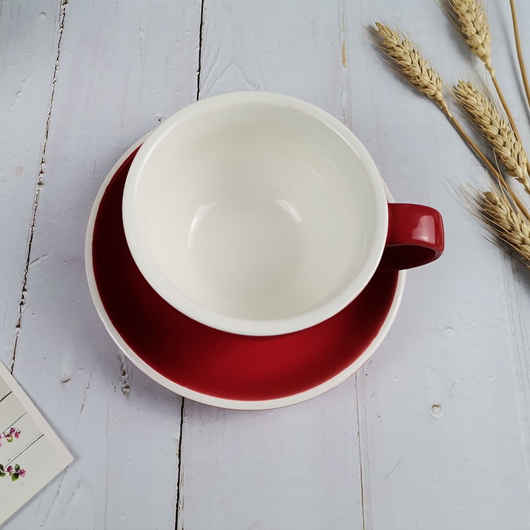 Ensemble tasse et soucoupe en céramique, français, rouge, 100 ml
