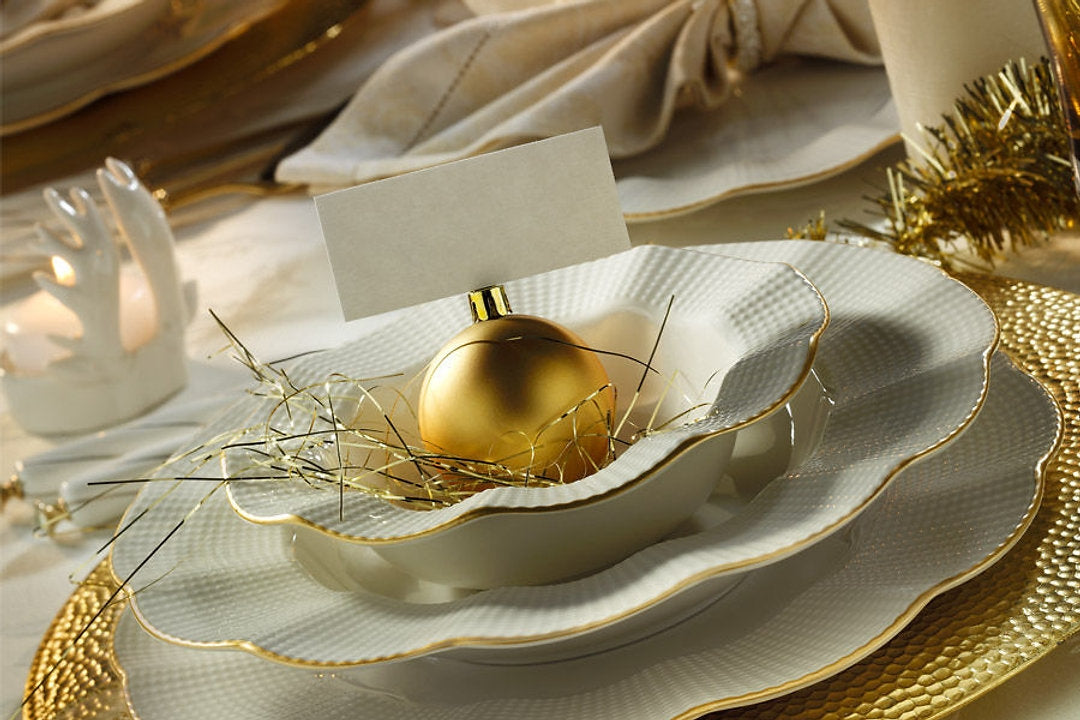 Service de table en porcelaine, Martell Dinner, Crème / Or, 24 pièces