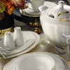 Service de table en porcelaine, Ryanne Dinner, Blanc / Or, 83 pièces