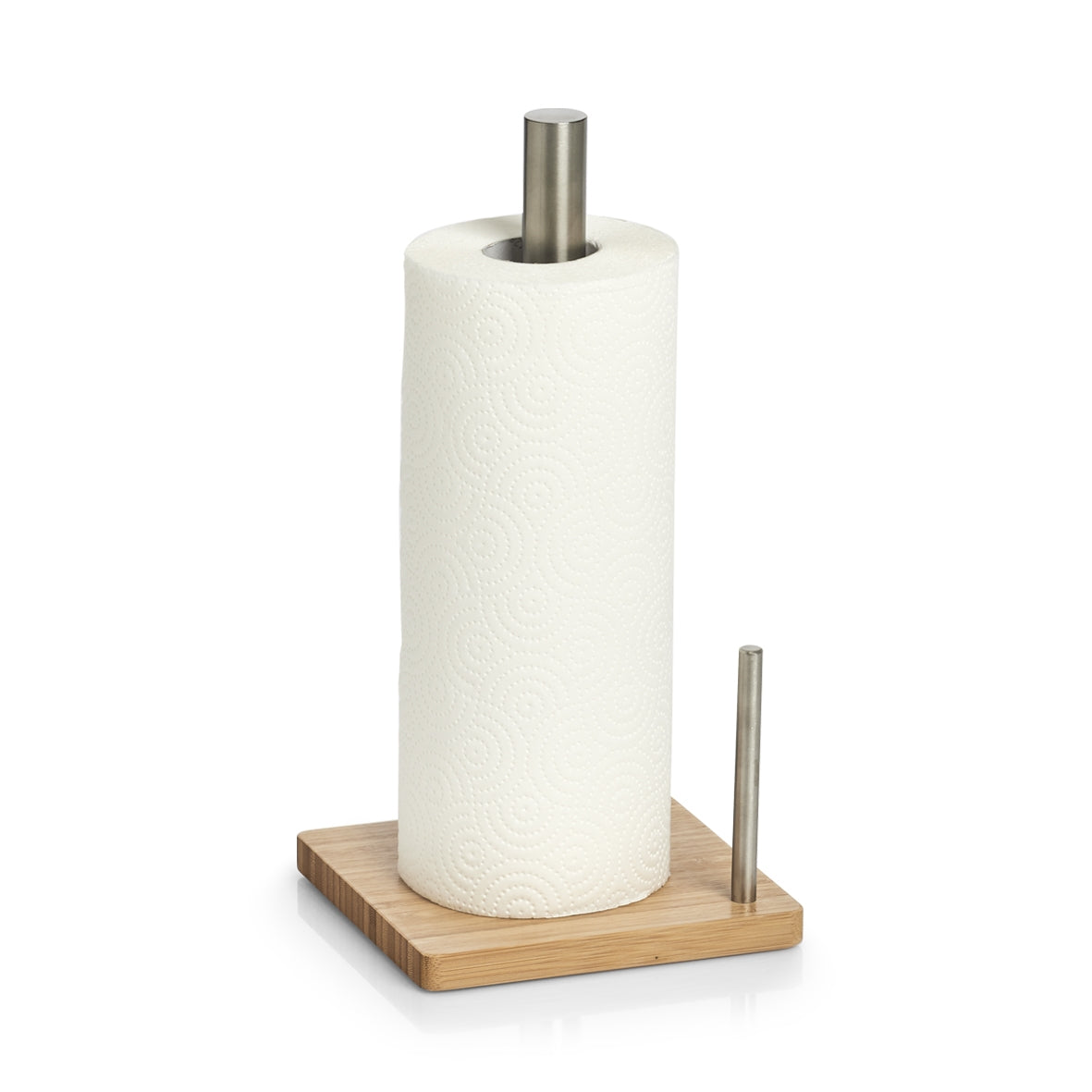 Suport din metal si bambus pentru role de bucatarie, Bamboo Natural, L16xl16xH32,5 cm (1)