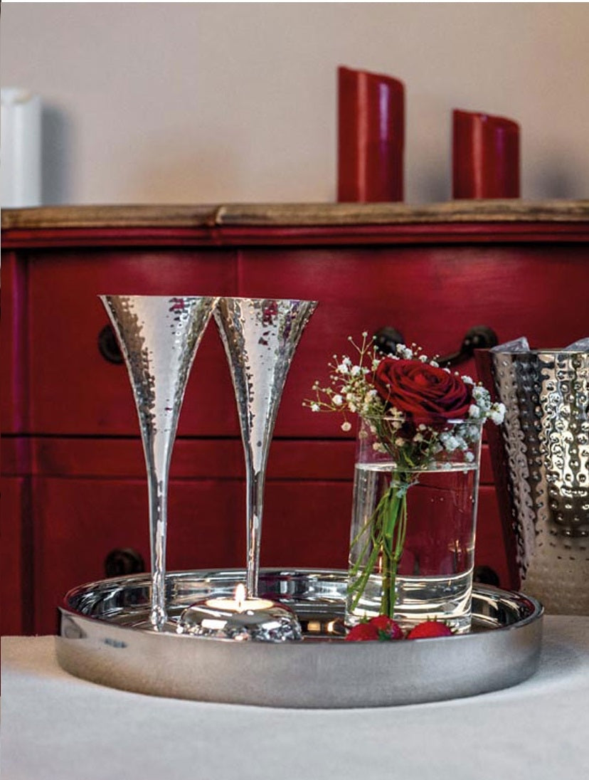 Plateau de service, inox, Poli uni, Argent, Ø32xH4 cm