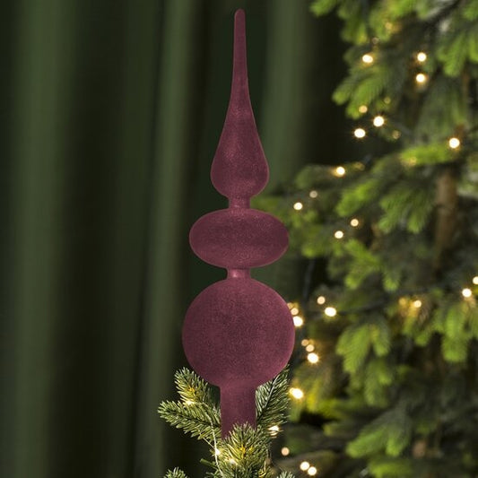 Cime de sapin de Noël en plastique, Spic, Velours Bourgogne, H31 cm