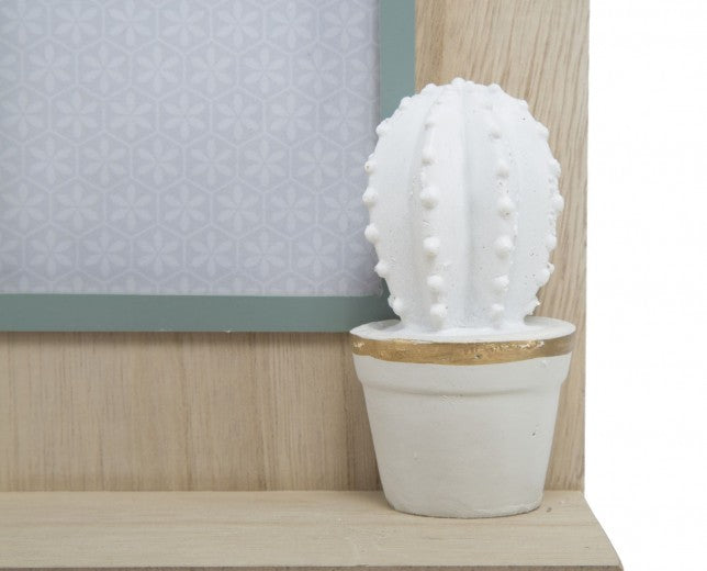 Cadre photo décoratif avec tiroir, en MDF Cactus Natural, 20,5 x 31 cm