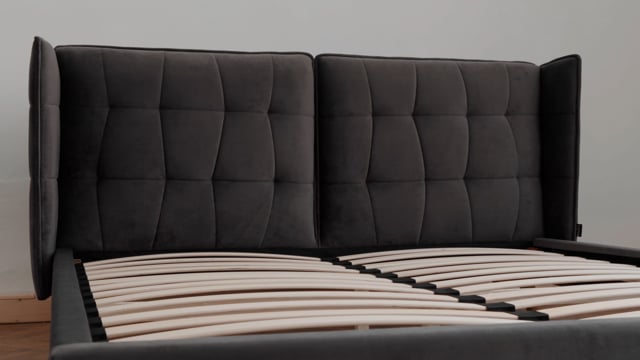 Lit capitonné avec tissu Shell Velvet Gris