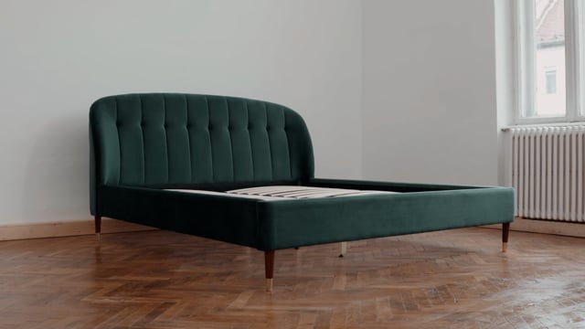 Lit rembourré avec tissu, Emerald Velvet, Vert