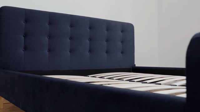 Lit rembourré avec tissu, Jolie, Bleu