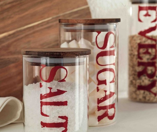 Récipient de stockage avec couvercle hermétique, en verre, Everything Rouge, Ø10xH22 cm