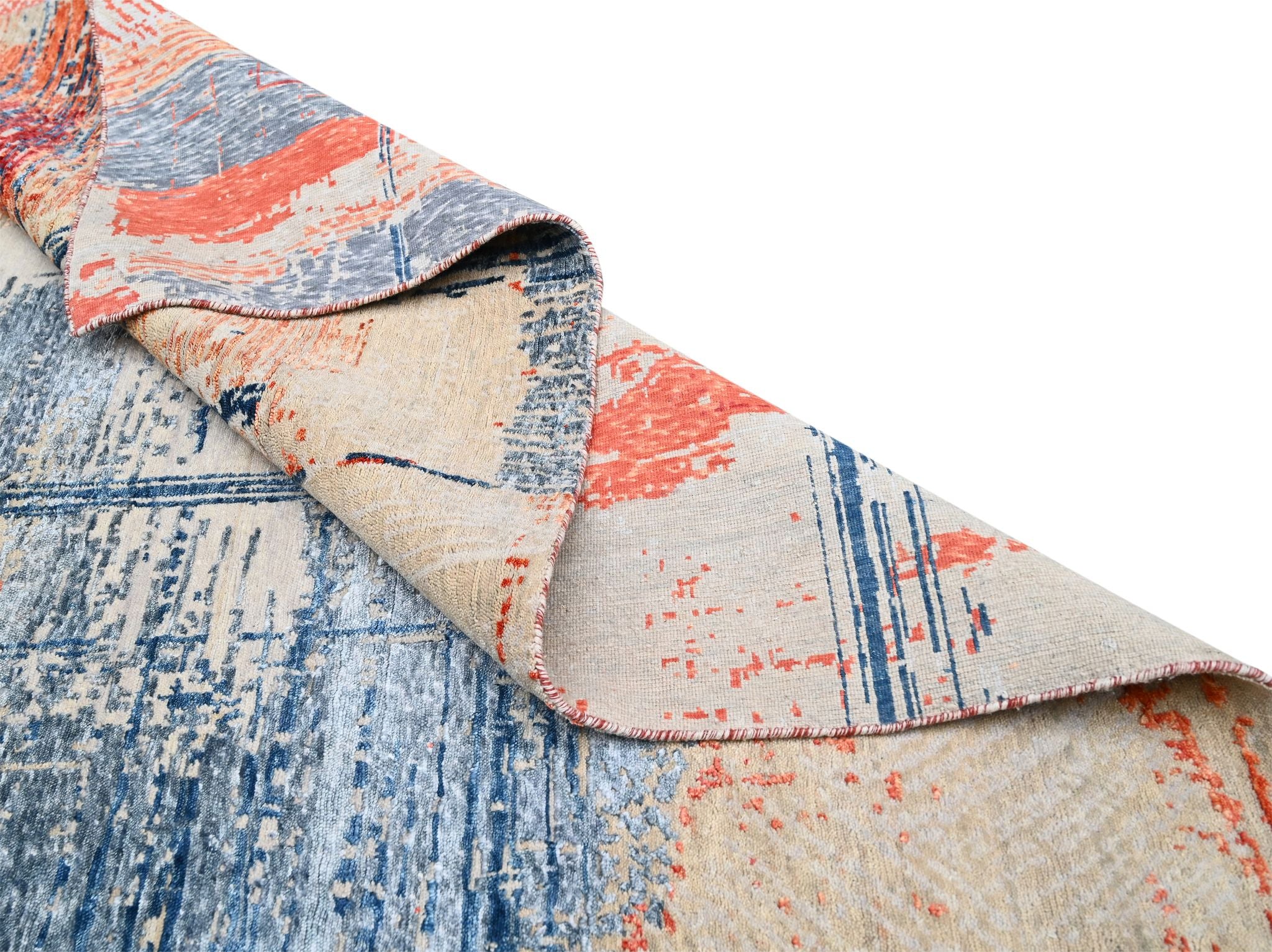 Covor innodat manual din lana, bumbac si matase de bambus, tesatura indo tibetana, Radiance RD-191 WBS Bej / Rosu / Multicolor (1)