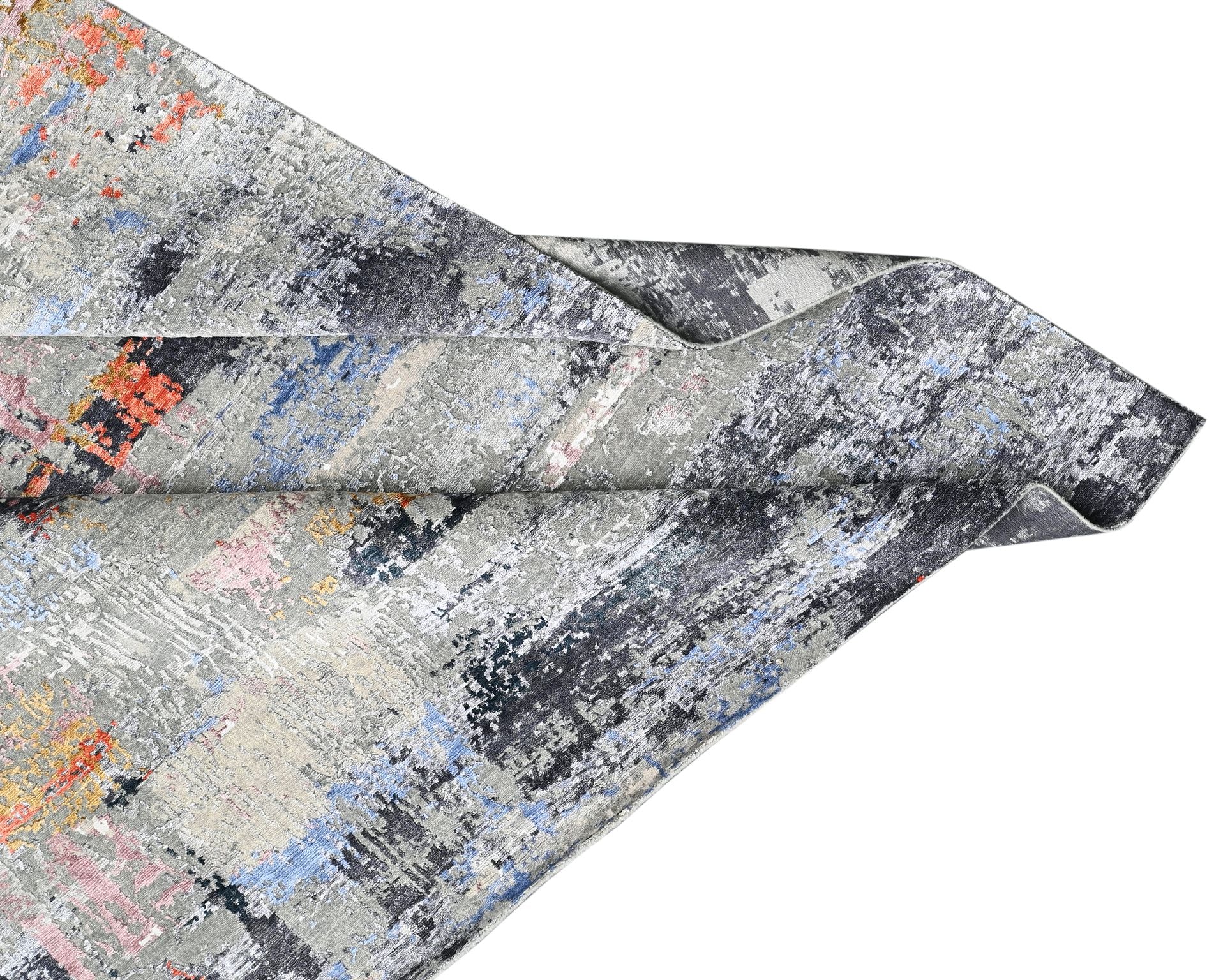 Covor innodat manual din lana, bumbac si matase de bambus, tesatura indo tibetana, Radiance RN-114 WH Multicolor (1)