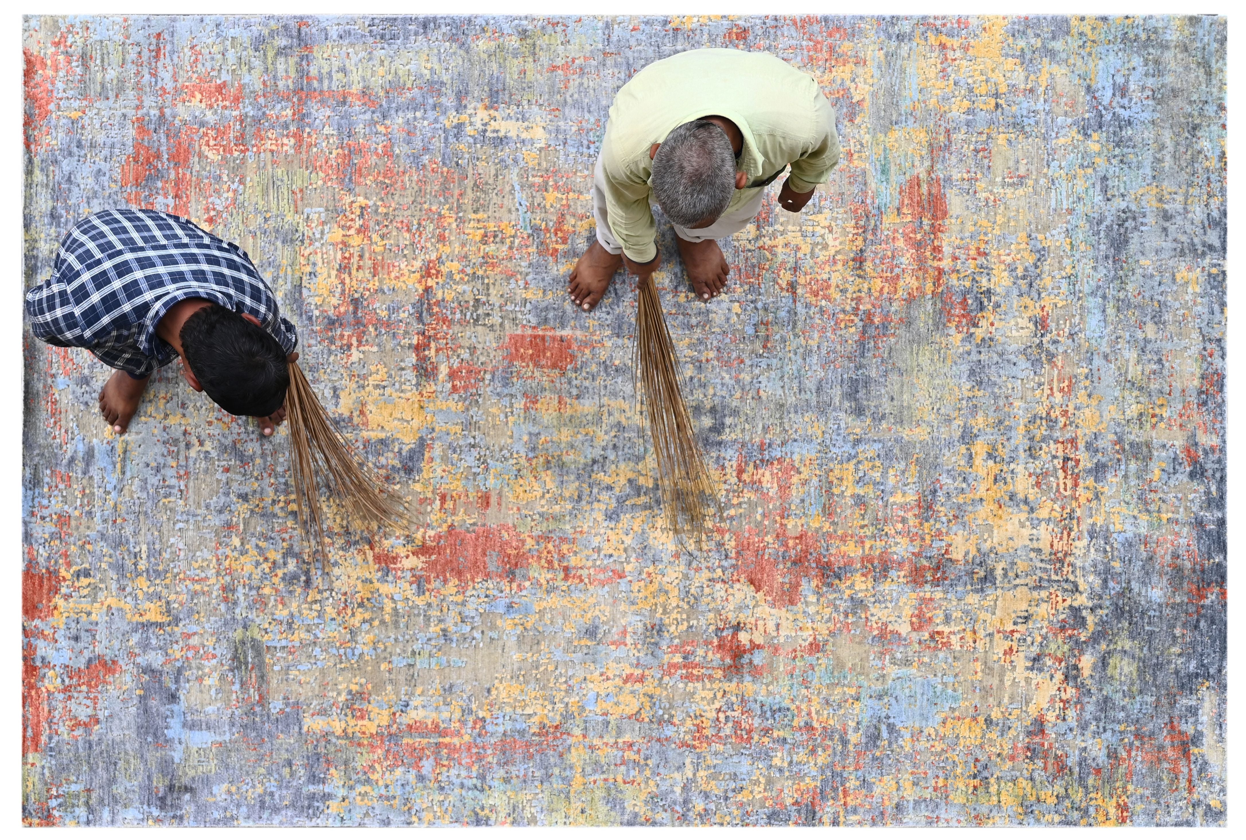 Covor innodat manual din lana, bumbac si matase naturala, tesatura persana, OxyFine 2000 OX WS Multicolor (1)