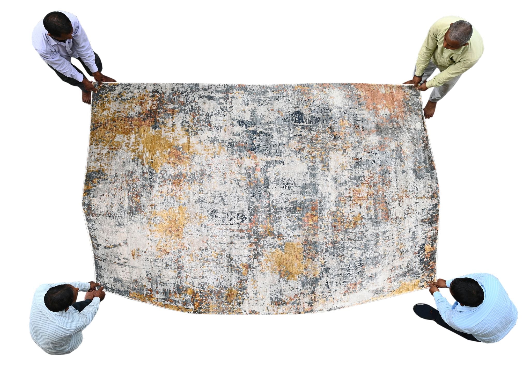 Covor innodat manual din matase de bambus si bumbac, tesatura indo tibetana, Canvas RN-100 Bej / Multicolor (1)