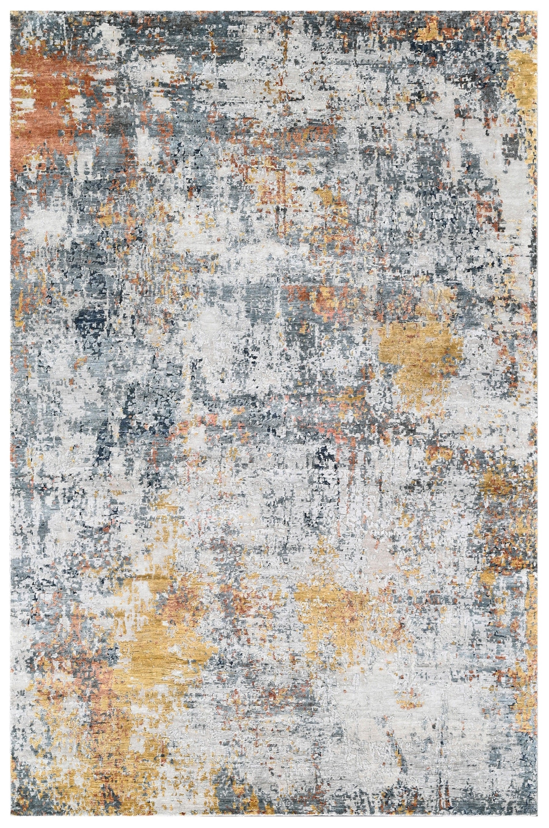 Covor innodat manual din matase de bambus si bumbac, tesatura indo tibetana, Canvas RN-100 Bej / Multicolor (2)