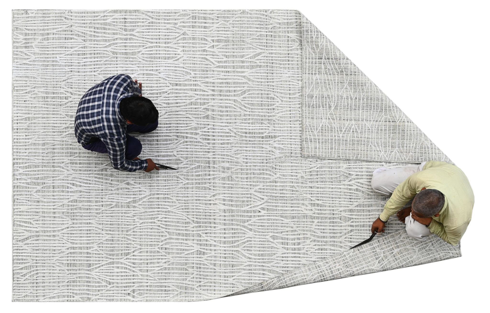 Covor tesut manual din lana, vascoza si bumbac, imprimare manuala, Zara ZR-331 Gri Deschis