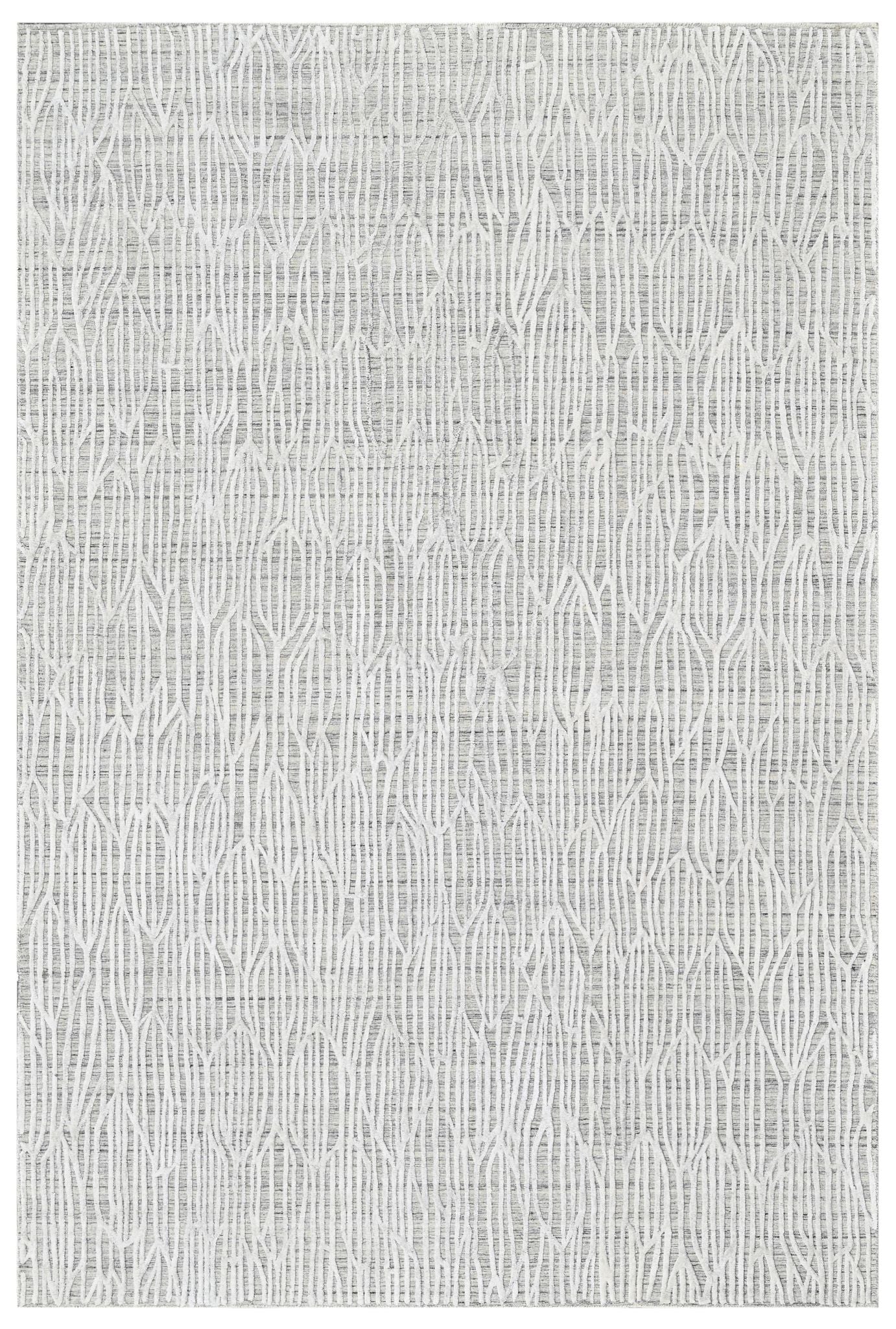 Covor tesut manual din lana, vascoza si bumbac, imprimare manuala, Zara ZR-331 Gri Deschis (2)