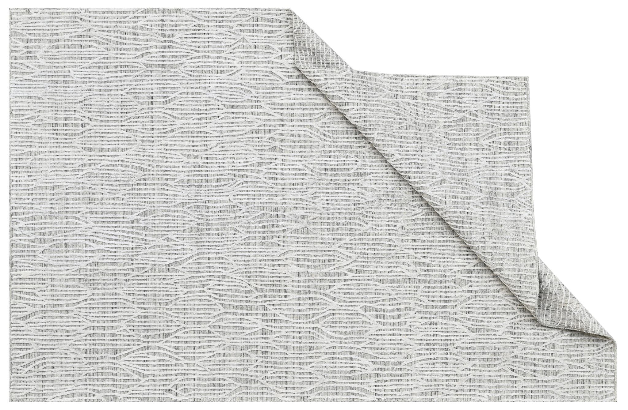 Covor tesut manual din lana, vascoza si bumbac, imprimare manuala, Zara ZR-331 Gri Deschis (1)