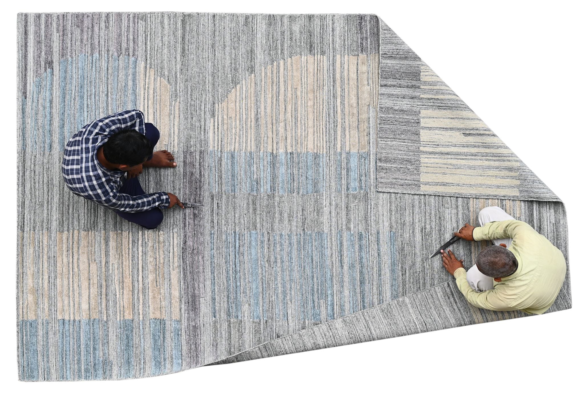 Covor tesut manual din lana, vascoza si bumbac, imprimare manuala, Zara ZR-387 Multicolor