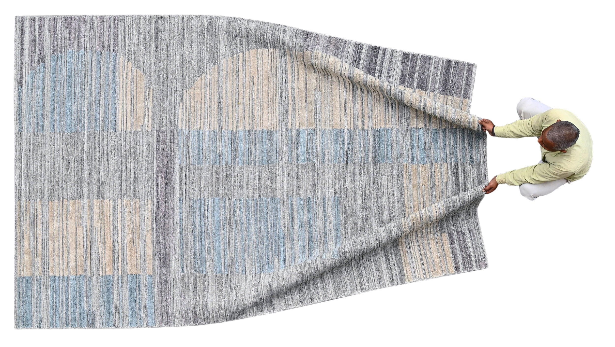 Covor tesut manual din lana, vascoza si bumbac, imprimare manuala, Zara ZR-387 Multicolor (1)