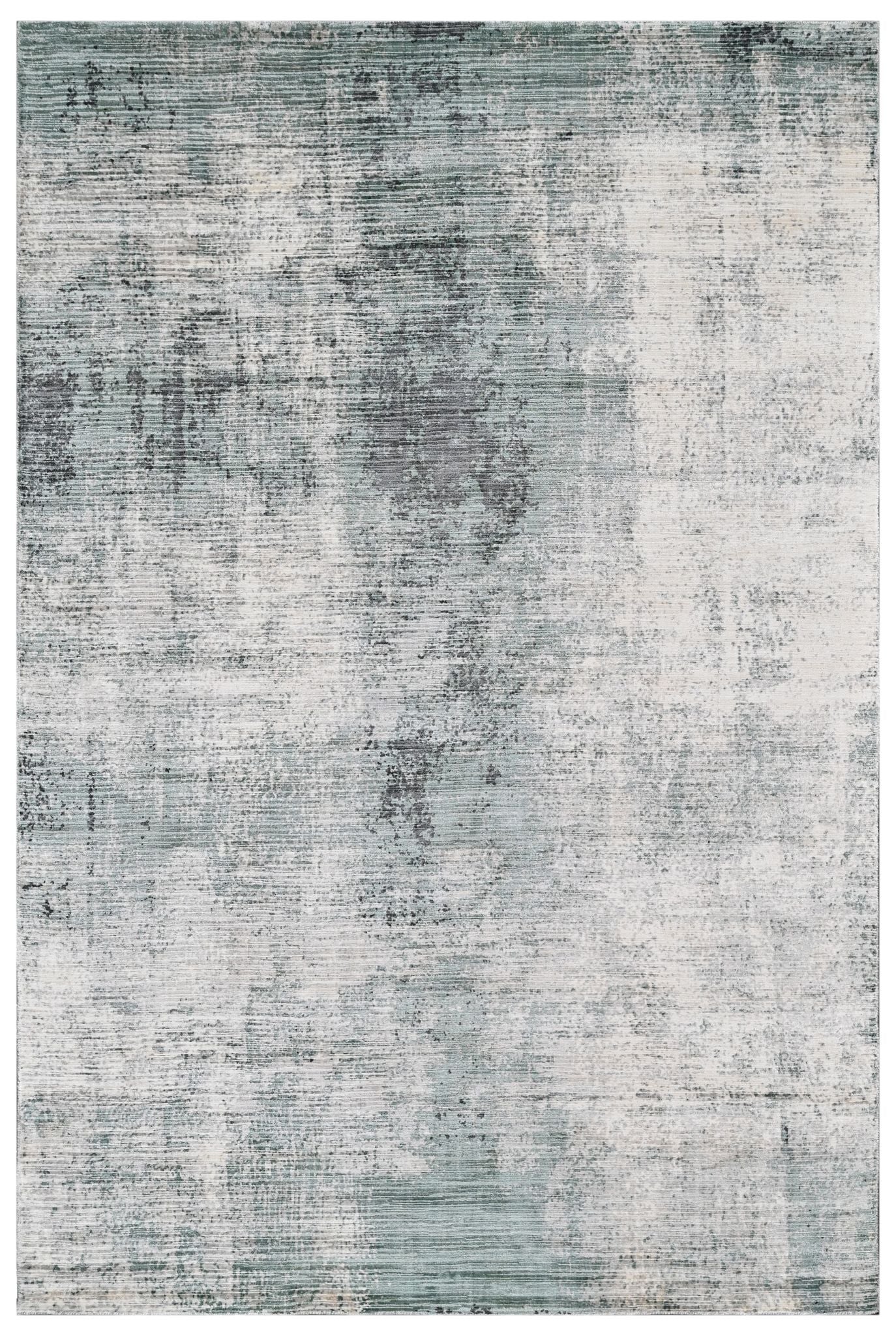 Covor tesut manual din vascoza si bumbac, imprimare manuala, Hazel HZ-104 Turcoaz / Gri Deschis (2)