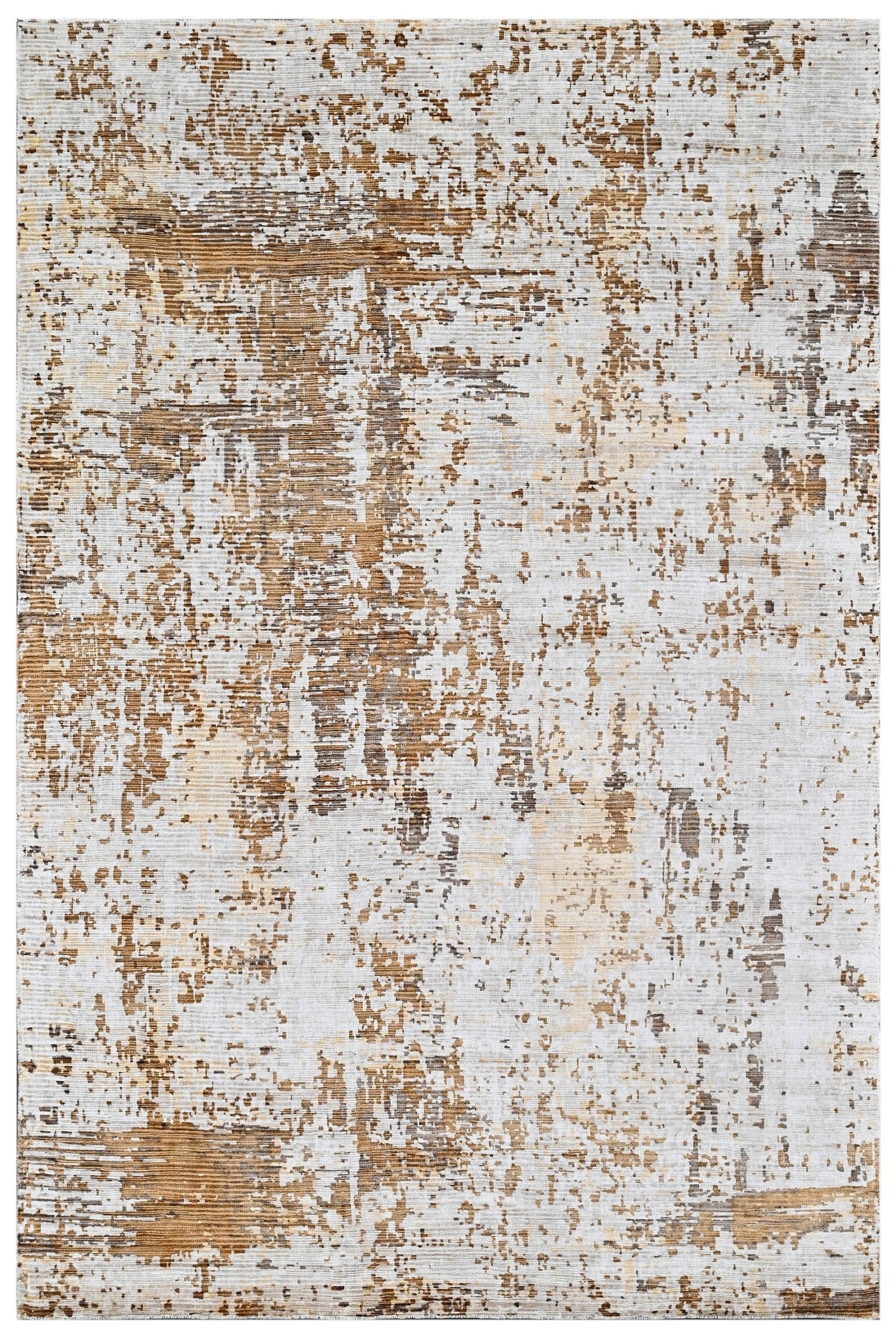 Covor tesut manual din vascoza si bumbac, imprimare manuala, Hazel HZ-105 Bej / Gri (2)