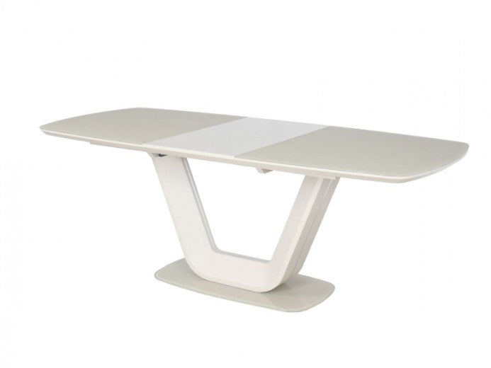Table extensible en verre et MDF Armani Creme Mat, L160-220xl90xh76 cm