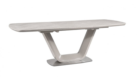 Table extensible en céramique, MDF et métal Armani Gris clair, L160-220xl90xH76 cm