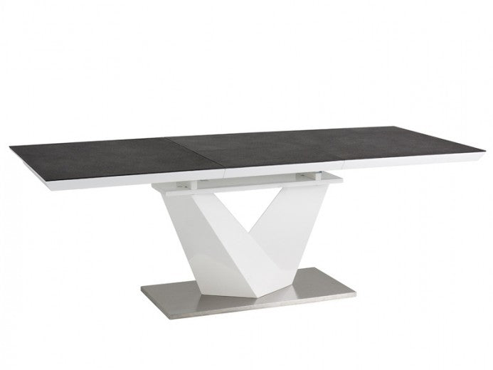 Table extensible en MDF Alaras II, Blanc / Noir, L160-220xl90xh76 cm