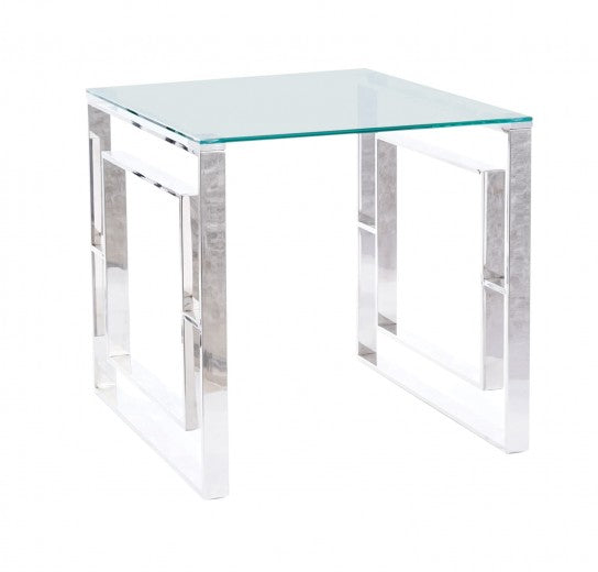 Table basse, verre et métal Allure B Transparent / Chrome, L55xl55xH55 cm