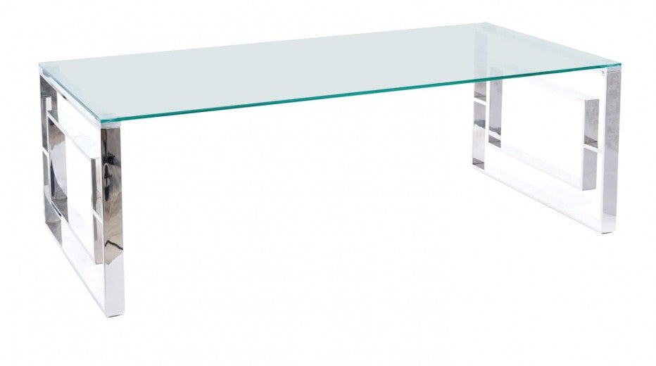 Table basse en verre et métal Allure A Transparent / Chrome, L120xl60xH45 cm