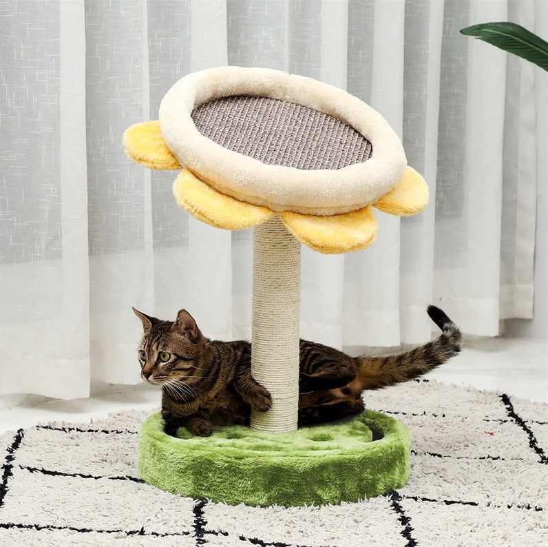 Ensemble de jeu modulable pour chat, Cosy Vert / Beige clair / Jaune, Ø40,5xH52 cm (1)