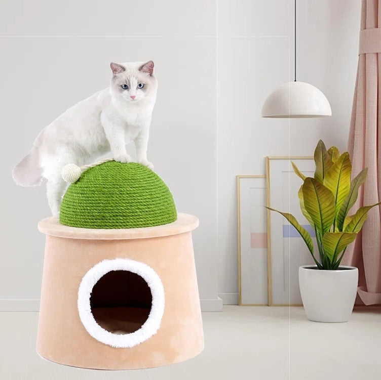 Ensemble de jeu pour chats, Cosy, Vert / Beige clair, Ø43xH47 cm