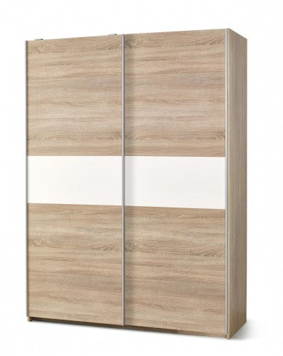 Armoire palette 2 portes coulissantes Lima S-1 Blanc / Chêne Sonoma, l153xA58xH210 cm