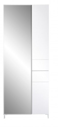Armoire d'entrée en MDF, avec miroir et 3 portes Kalis Blanc, l80xA39xH200 cm