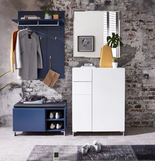 Meuble d'entrée en MDF, avec 2 portes et 1 tiroir Kalis Blanc, l80xA39xH104 cm