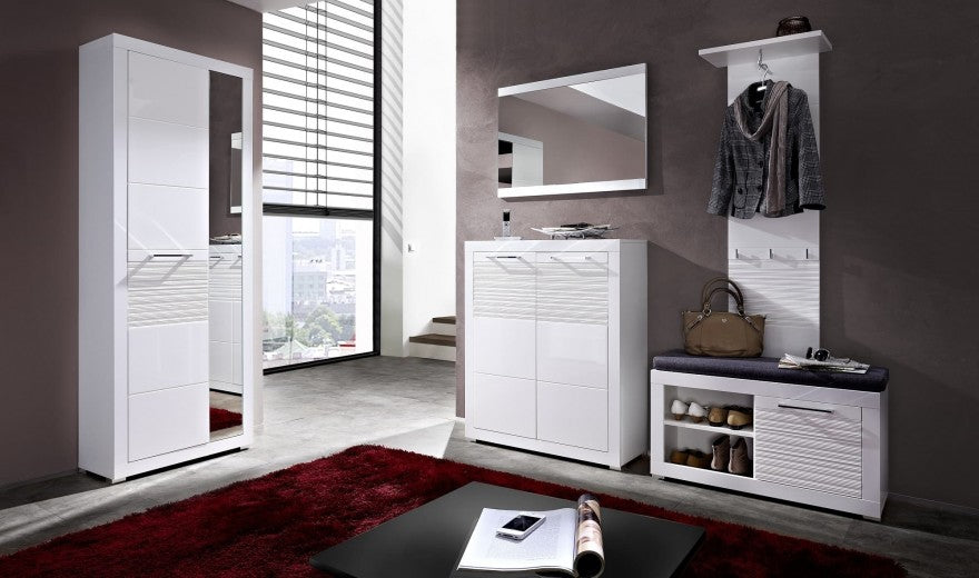 Meuble MDF 2 portes, Lifence Blanc, l92xA37xH111 cm